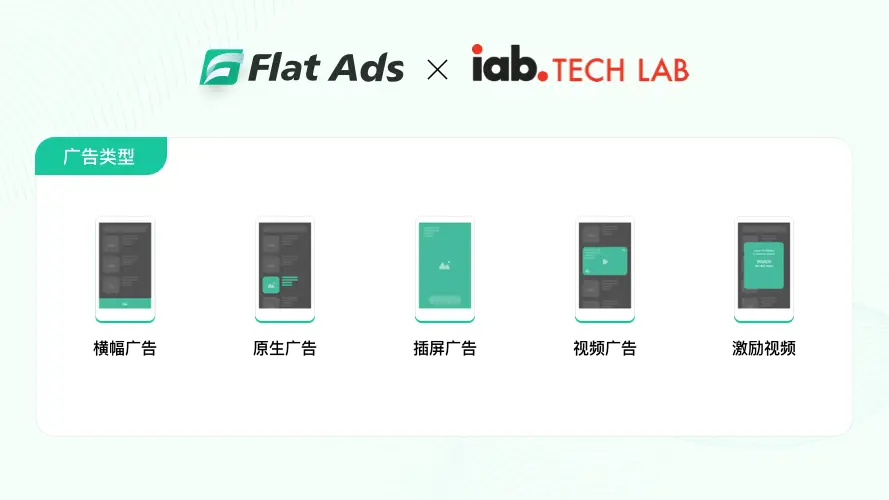 Flat Ads 的 Android SDK 1.4.18.2 及以上版本均已获得 OM SDK 认证,支持横幅广告、原生广告、插屏广告、视频广告、激励视频等多种主流广告形式的可见性测量